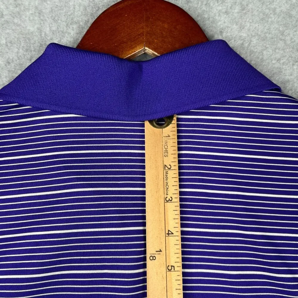 Adidas Polo Shirt Polo Shirt Small Purple White Striped Performance Stretch New
